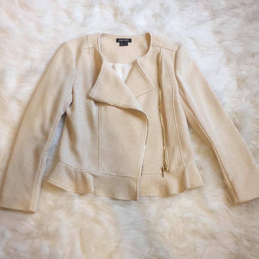 Paperwhite cream moto jacket.  Size 10.